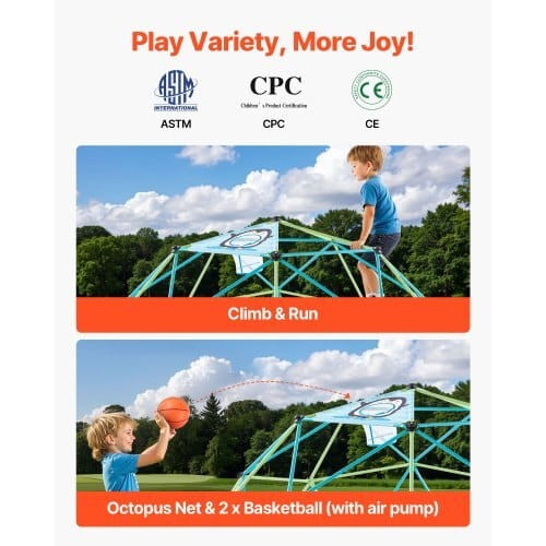 Climbing Dome, 10FT Geometric Dome Climber for Kids, 1000LBS Loading Jungle Gym Playground with Oct E415-JHPDZJ10FTLQ8X834001V0