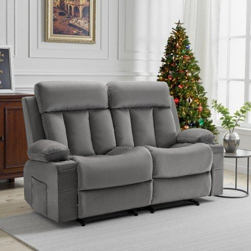 Loveseat Recliner Sofa, Power Reclining Couch with Heating and Massage, Soft Velvet Electric Reclin E415-DDBYSRSFDDKD7XMSB001V1