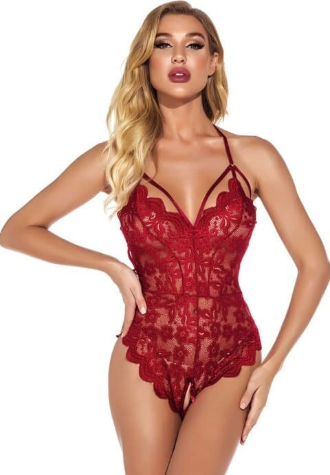 Alluring Red Floral Lace Teddy H721-YRP8027RD-AA
