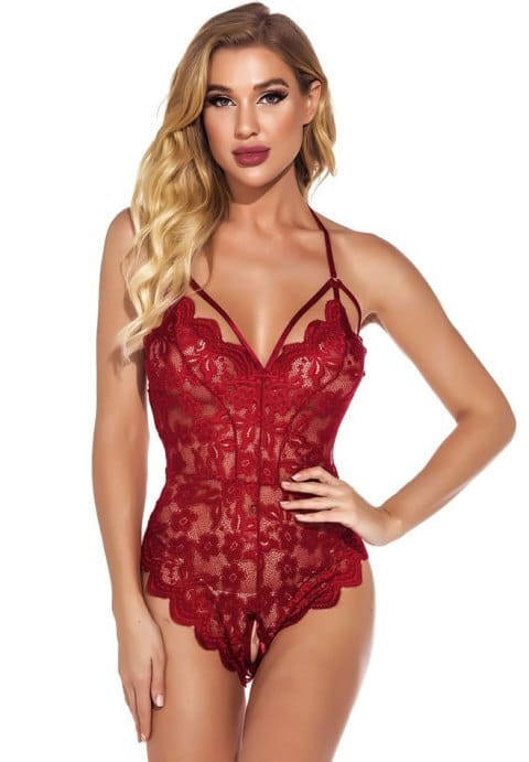 Alluring Red Floral Lace Teddy H721-YRP8027RD-AA