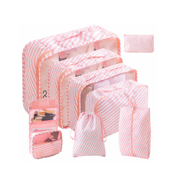 Color: STRIPPED PINK - Pack Smart Packing Cubes 8-Piece Set For Perfectly Organised Journeys K290-52737029144849