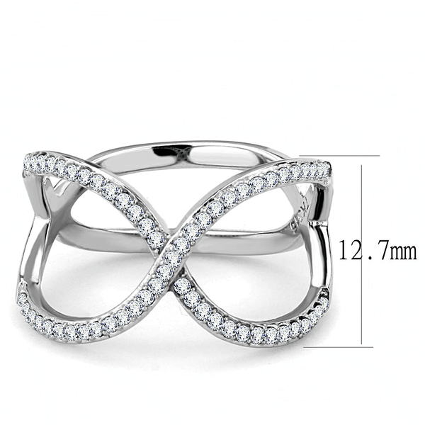 DA058 - High polished (no plating) Stainless Steel Ring with AAA Grade CZ  in Clear A874-DA058