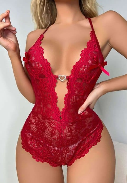 Seductive Lace Teddy with Heart Detail H721-YRP8020BG-AA