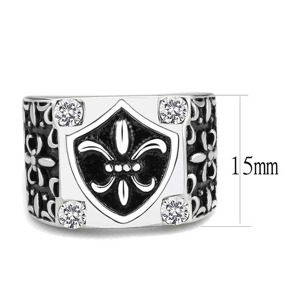 TK3621 - High polished (no plating) Stainless Steel Ring with AAA Grade CZ  in Clear A874-TK3621