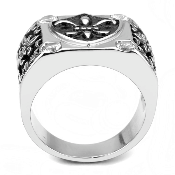 TK3621 - High polished (no plating) Stainless Steel Ring with AAA Grade CZ  in Clear A874-TK3621