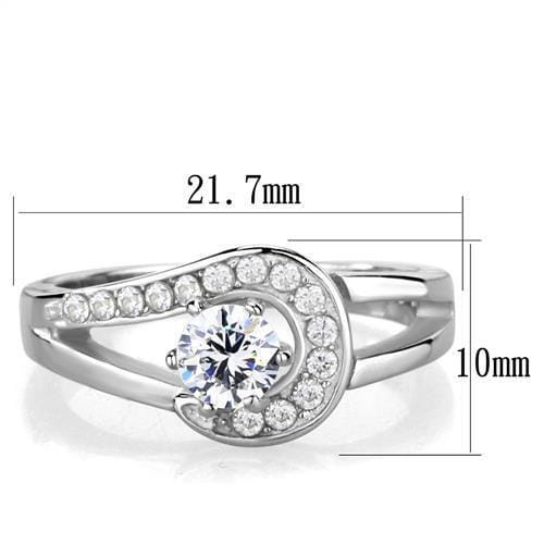 TK1857 - High polished (no plating) Stainless Steel Ring with AAA Grade CZ  in Clear A874-TK1857