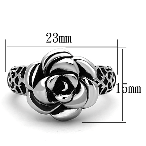 TK1217 - High polished (no plating) Stainless Steel Ring with Epoxy  in Jet A874-TK1217