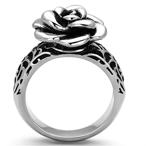TK1217 - High polished (no plating) Stainless Steel Ring with Epoxy  in Jet A874-TK1217