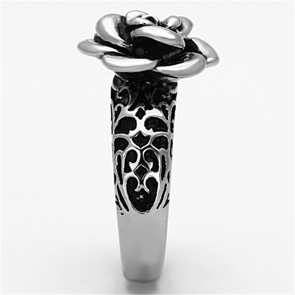 TK1217 - High polished (no plating) Stainless Steel Ring with Epoxy  in Jet A874-TK1217