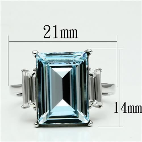 TK1862 - High polished (no plating) Stainless Steel Ring with Top Grade Crystal  in Sea Blue A874-TK1862