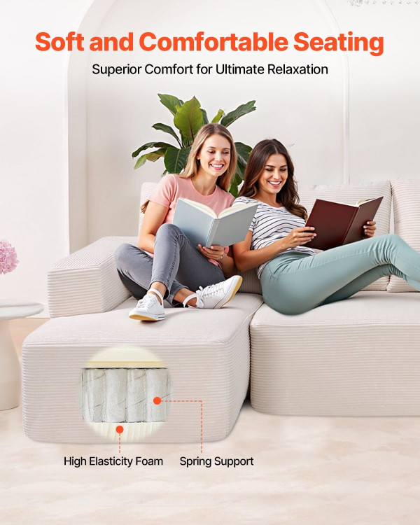 Modular Sectional Sofa, U Shaped Modular Sofa with Chaise, Cloud Sectional Couch with High Rebound  E415-ZHSSFUX10010J1ANTV0