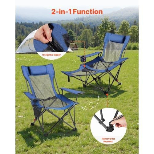Reclining Camping Chair, 4 Adjustable Positions, Portable Folding Lounger for Adults, Mesh Beach Ch E415-PTTYXTTYWBXL8VIN5002V0