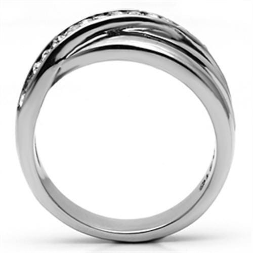 TK626 - High polished (no plating) Stainless Steel Ring with Top Grade Crystal  in Clear A874-TK626