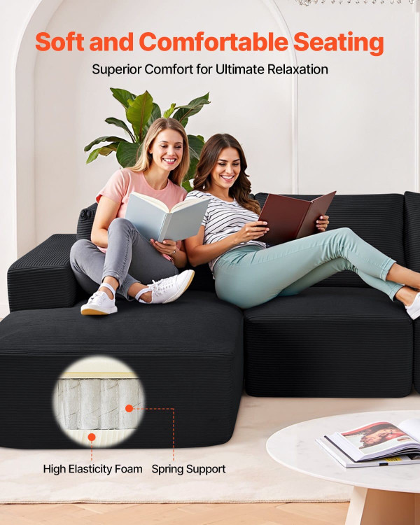 Modular Sectional Sofa, L Shaped Modular Sofa with Chaise, Cloud Sectional Couch with High Rebound  E415-ZHSSFLX1001039A6QV0