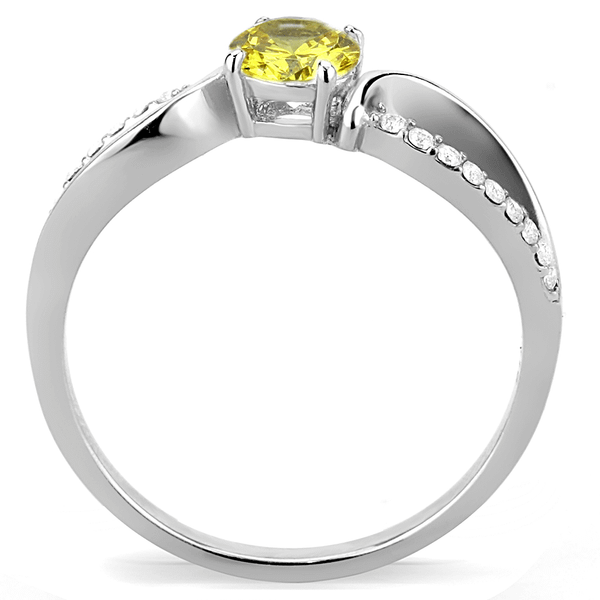 DA005 - High polished (no plating) Stainless Steel Ring with AAA Grade CZ  in Topaz A874-DA005