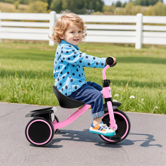 Toddler Tricycle Kids Trike with Adjustable Seat and Storage Basket Aged 3-5 Years Old-Pink - Color D681-TQ10343PI