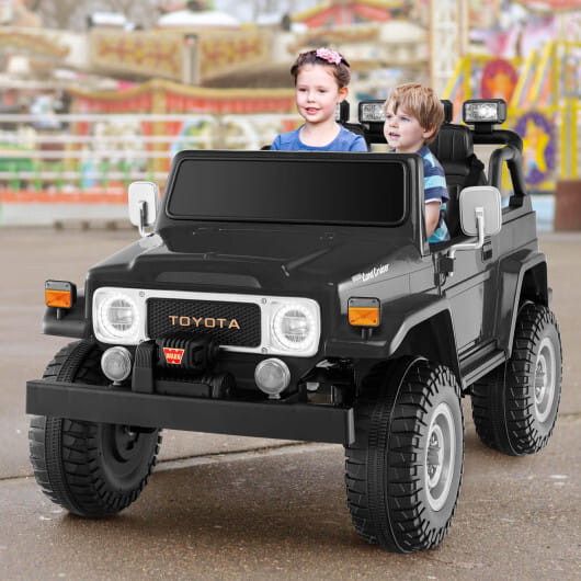 12V 2-Seat Licensed Kids Ride On Toyota FJ40 Car with 2.4G Remote Control-Black - Color: Black D681-TQ10120US-BK+