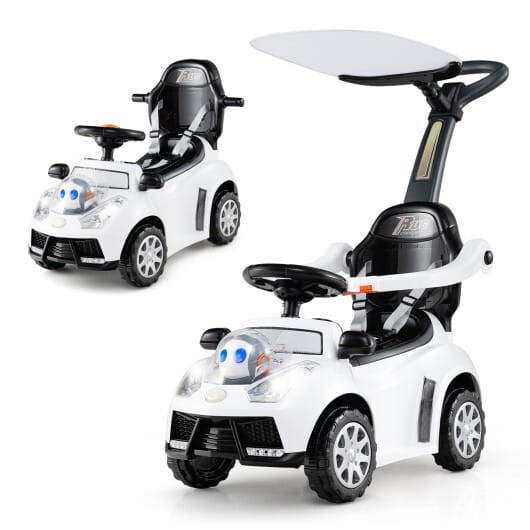 3 in 1 Push Car for Toddler Stroller Sliding Walking Car for Boys and Girls-White - Color: White D681-TQ10384WH