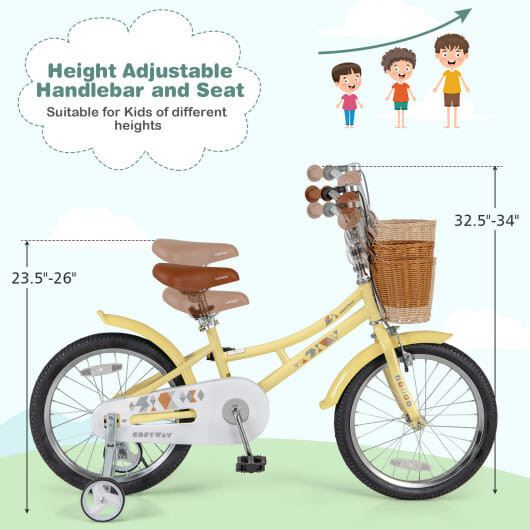 18 Inch Kids Bike Adjustable Bicycle with Reflectors and Bell for Children 4-8 Years Old-18 inches  D681-TS10153BE-18