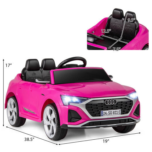 12V Kids Ride on Car Licensed Audi SQ8 with Remote Control and 3 Speeds-Pink - Color: Pink D681-TQ10286US-PI