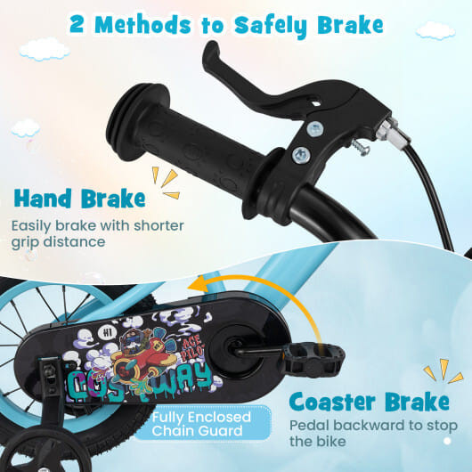 14 Inch Kids Bike with Adjustable Handlebar and Saddle for 3-5 Years Old-14 inches - Color: Blue -  D681-TS10154BL-14