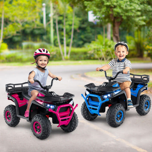 24V Kids Ride on Electric ATV Quad Car with Realistic Sounds and  LED Lights-Pink - Color: Pink D681-TQ10366US-MH