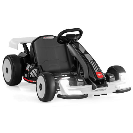 24V Kids Go Kart Licensed Audi Adjustable Ride on Racing Toy with Horn-Black & White - Color: Black D681-TQ10287US-WH