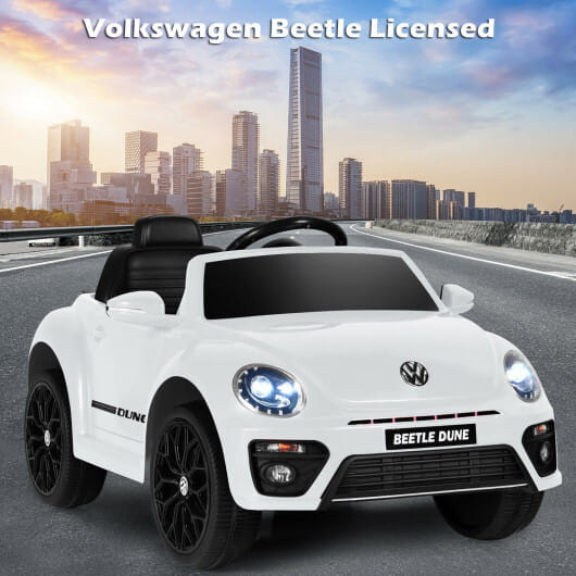 Volkswagen Beetle Kids Electric Ride On Car with Remote Control-White - Color: White D681-TQ10040WH