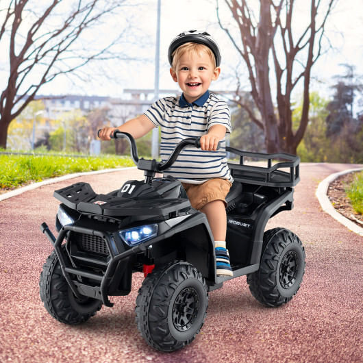 24V Kids Ride on Electric ATV Quad Car with Realistic Sounds and  LED Lights-Black B593-TQ10366US