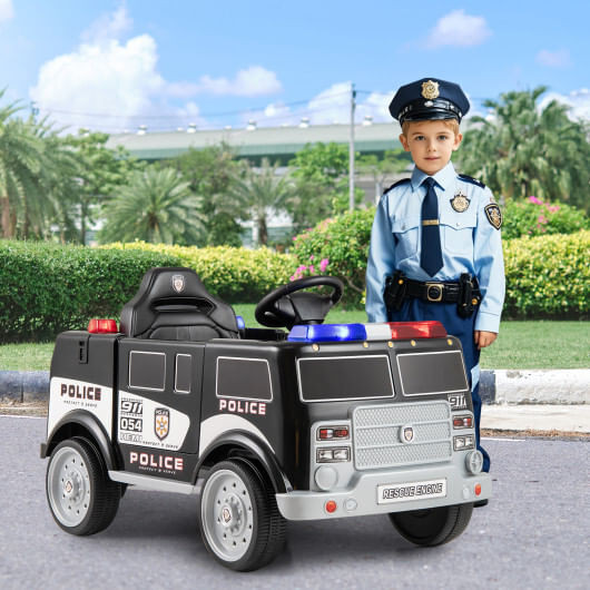 12V Battery Powered Electric Vehicle with 3 Speeds and Megaphone-Black B593-TQ10291US