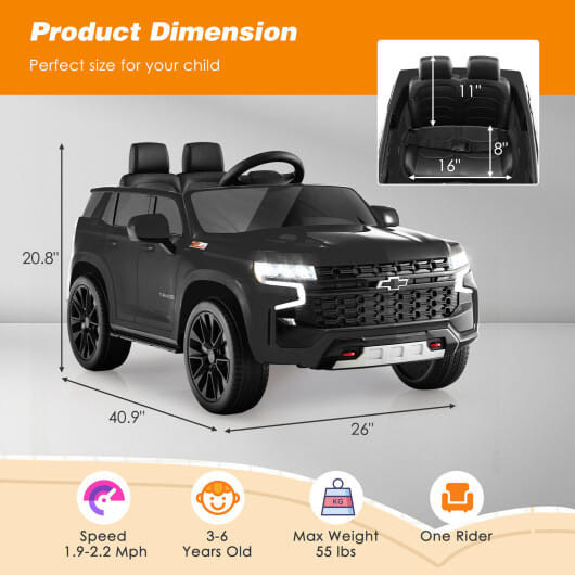12V Kids Ride on Car with 2.4G Remote Control-Black - Color: Black D681-TQ10117US-BK