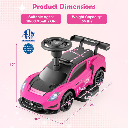 6V Electric Kids Ride on Push Car Maserati Licensed with Foot Pedal and Music-Pink B593-TQ10309US
