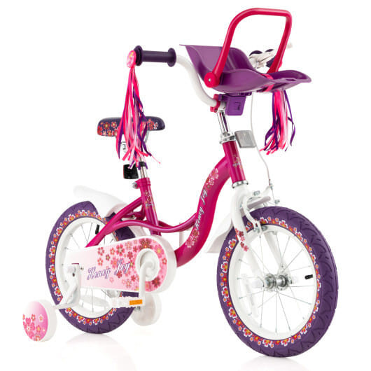 14 Inch Kids Bike with Doll Seat and Removable Training Wheels-14 inches - Color: Pink & Purple - S D681-TS10076RO