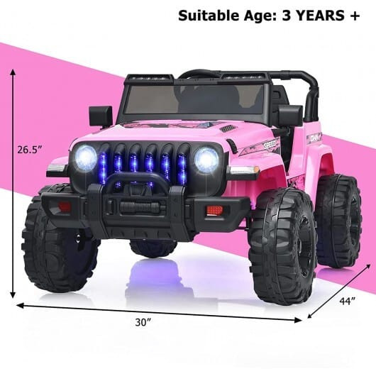 12V Kids Ride-on Jeep Car with 2.4 G Remote Control-Pink - Color: Pink D681-TY328019PI