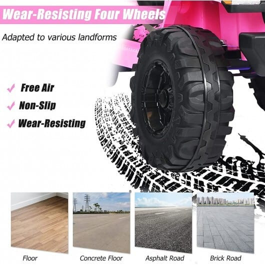12V Kids Ride-on Jeep Car with 2.4 G Remote Control-Pink - Color: Pink D681-TY328019PI