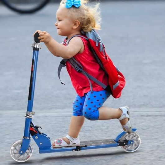 Folding Aluminum Kids Kick Scooter with LED Lights-Blue B593-SP0547