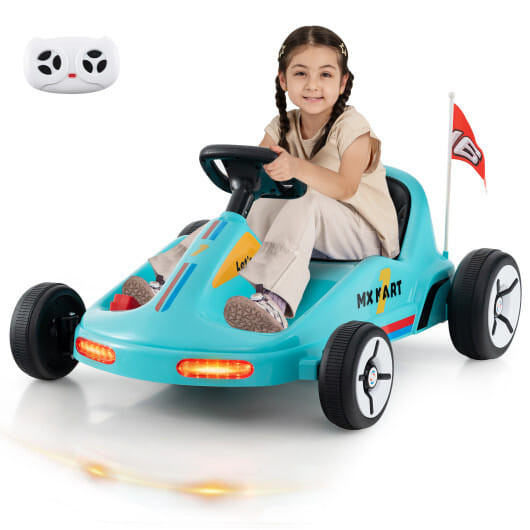 12V Electric Go Kart for Kids Race Toy with Remote Control and Music-Blue B593-TQ10301US