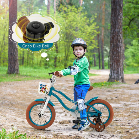 14 Inch Kid's Bike with Removable Training Wheels and Basket-Blue - Color: Blue - Size: 14 inches D681-TS10086TU-14