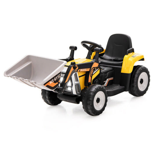 12V Battery Powered Kids Ride on Excavator with Adjustable Arm and Bucket-Yellow - Color: Yellow D681-TQ10103US-YW