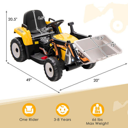 12V Battery Powered Kids Ride on Excavator with Adjustable Arm and Bucket-Yellow - Color: Yellow D681-TQ10103US-YW