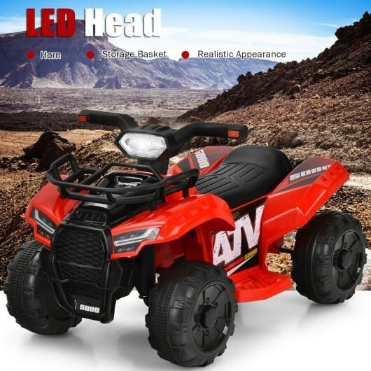 6V Kids ATV Quad Electric Ride On Car with LED Light and MP3-Red - Color: Red D681-TQ10019US-RE