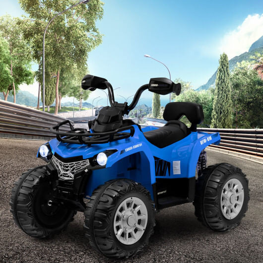 12V Kids Ride On ATV 4 Wheeler with MP3 and Headlights-Blue - Color: Blue D681-TQ10077US-BL