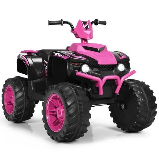 12V Kids Ride on ATV with LED Lights and Treaded Tires and LED lights-Pink - Color: Pink D681-TY327798PI