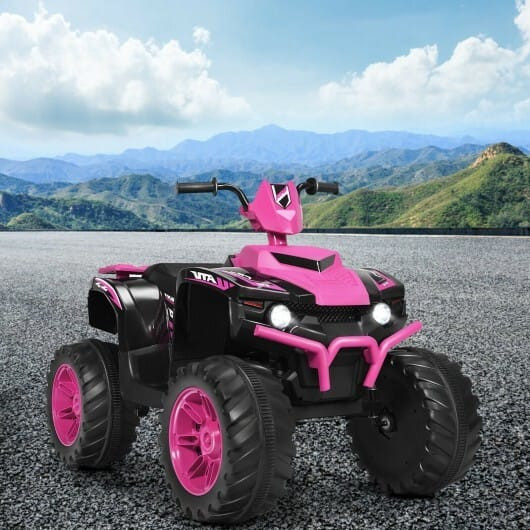 12V Kids Ride on ATV with LED Lights and Treaded Tires and LED lights-Pink - Color: Pink D681-TY327798PI