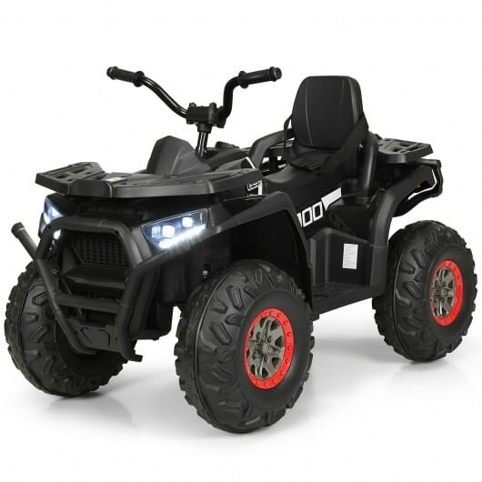 12 V Kids Electric 4-Wheeler ATV Quad with MP3 and LED Lights-Black B593-TY327802+