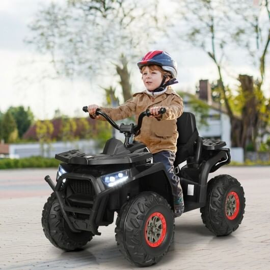 12 V Kids Electric 4-Wheeler ATV Quad with MP3 and LED Lights-Black B593-TY327802+