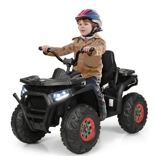 12 V Kids Electric 4-Wheeler ATV Quad with MP3 and LED Lights-Black B593-TY327802+