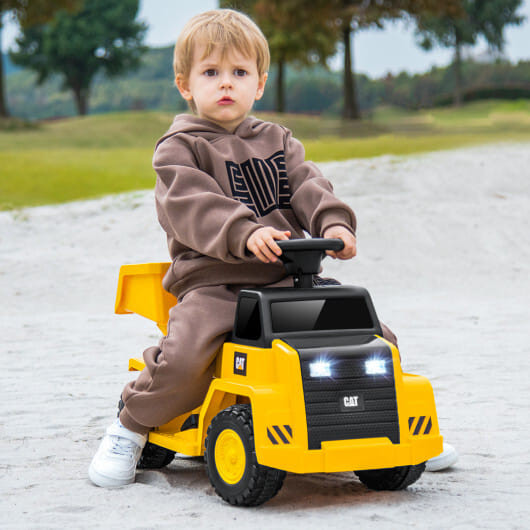 6V Electric Licensed Caterpillar Construction Vehicle with One-Button Start-Yellow B593-TQ10283US