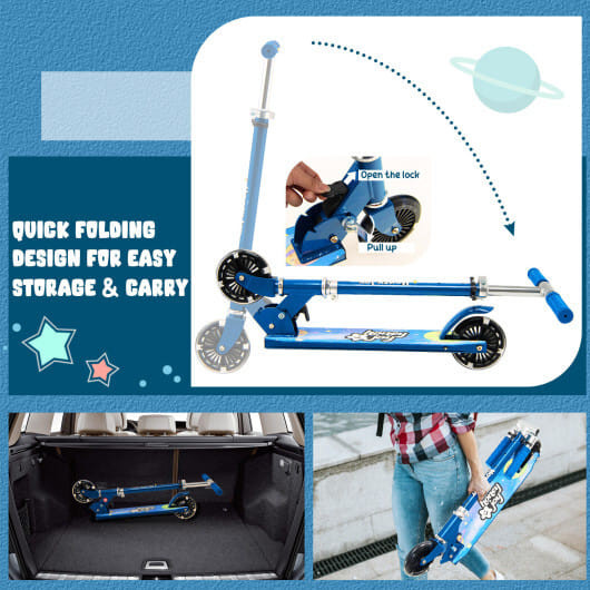 Folding Kick Scooter with 3 Adjustable Heights for Kids-Pink B593-SP37820