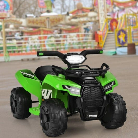 6V Kids ATV Quad Electric Ride On Car with LED Light and MP3-Green - Color: Green D681-TQ10019US-GN